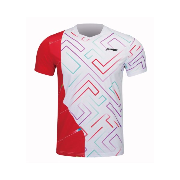 LI NING - Unisex Sportshirt "Pac" weiß/rot- AAYT067-2